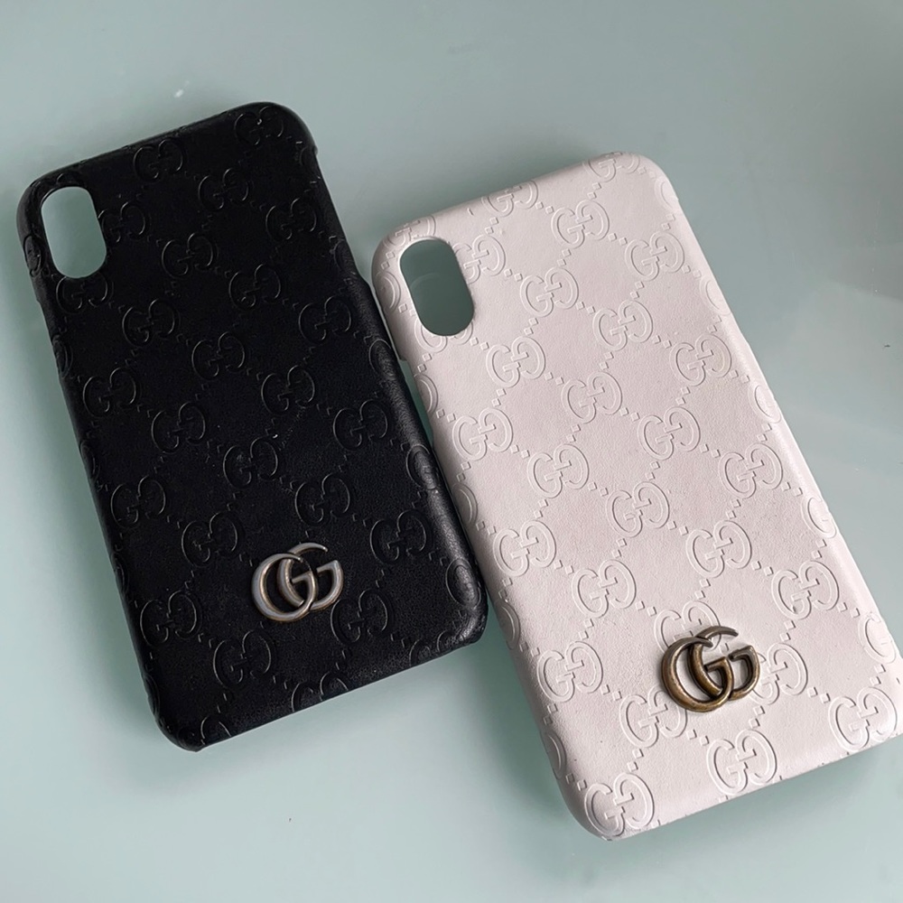 Set of 2 iPhone XS Gucci leather phone cases